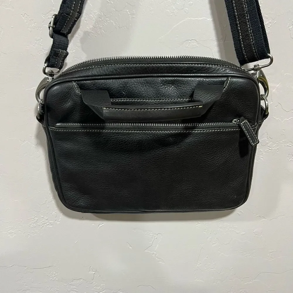 Levenger Brown Full Grain Leather Shoulder Business Bag